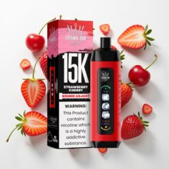 Al Fakher 15k Ice Adjust Debesis Paskutinio Naudojimo Įrenginys Braškių Vyšnių, 15000 Traukimų, 22ml