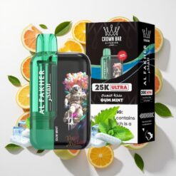 Al Fakher Crown Bar Ultra 25K Vienkartinis Gaminukų Mėtų Skonis su 25K Traukimų ir 22ml Skysčio