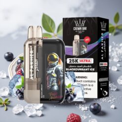 Al Fakher Crown Bar Ultra 25K Vienkartinis Garintuvas Juodojo Serbento Ledas (25K pūkų, Type-C)