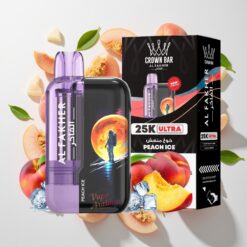 Al Fakher Crown Bar Ultra 25K Vienkartinis Vaporizatorius Persikų Ledas (25K užtaisų, 22ml, Type-C)